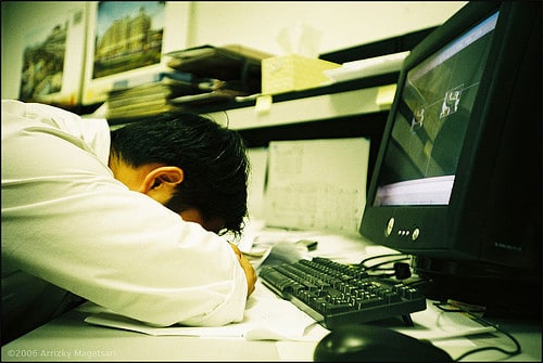 asleep at desk