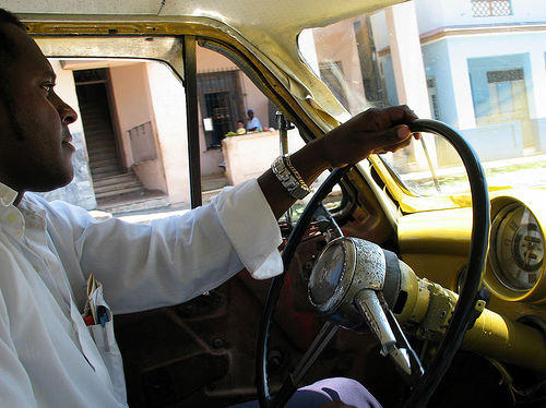 closeup of taxi driver