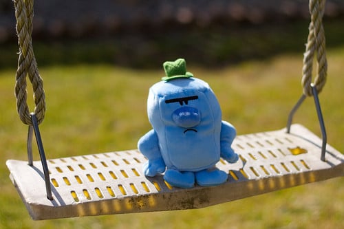 blue grumpy stuffed animal
