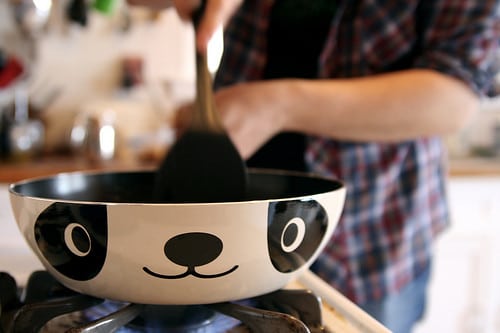 cooking in a panda pan