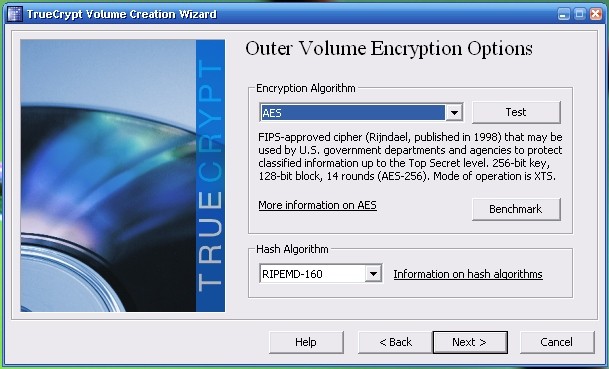 default truecrypt encryption