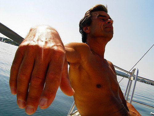 man relaxing on a boat