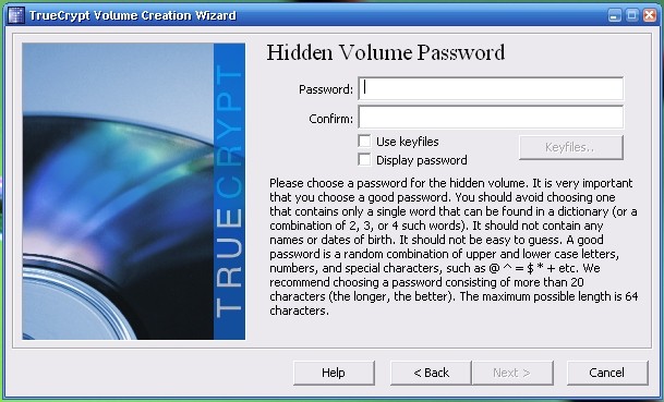 truecrypt hidden volume password