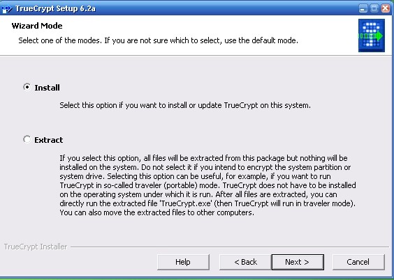 truecrypt installation screenshot