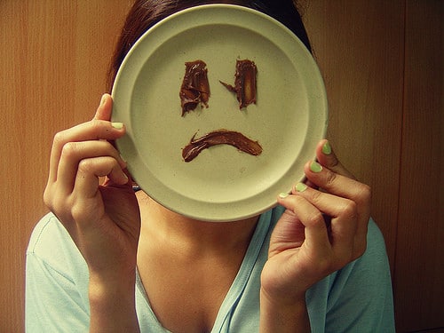 sad face on plate