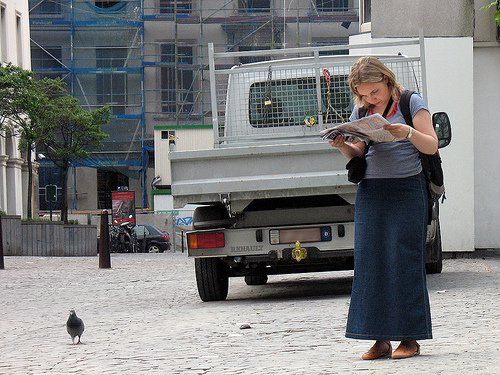 woman reading a map