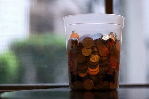 pennies in a cup