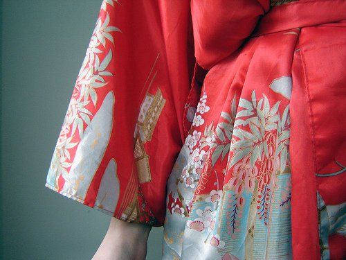 red kimono close up