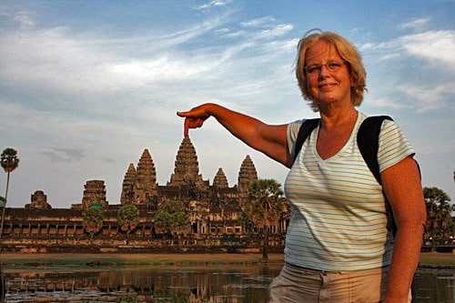 angkor wat cambodia cheesy travel photo