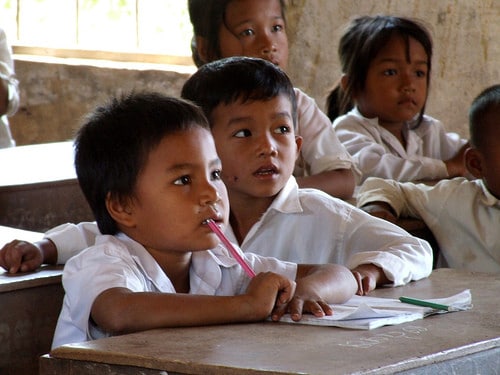 children in cambodian school