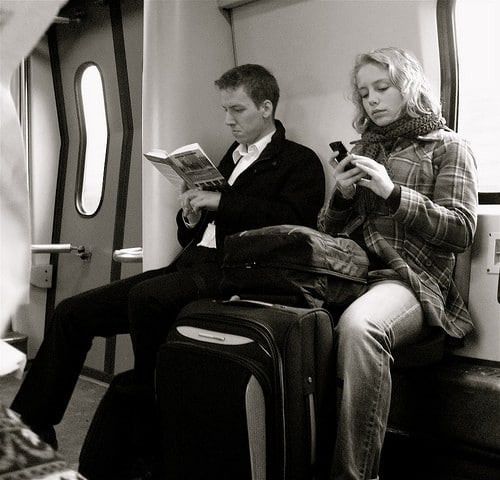 reading on a train