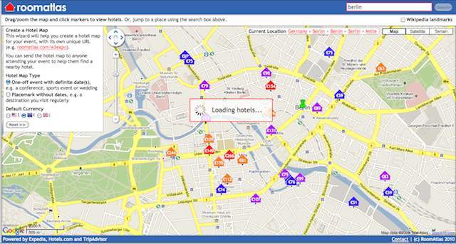 roomatlas searching hotels