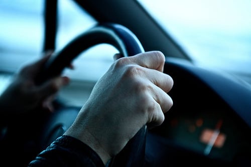 hands on the steering wheel