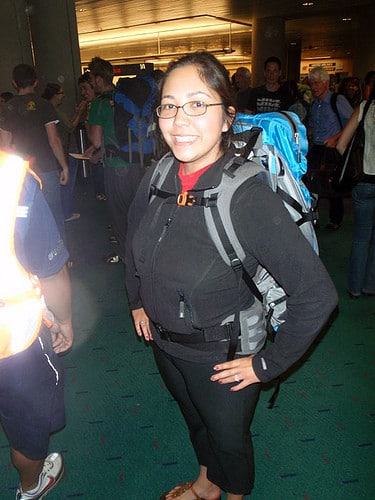 female backpacker