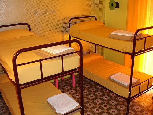 hostel dorm bunk beds