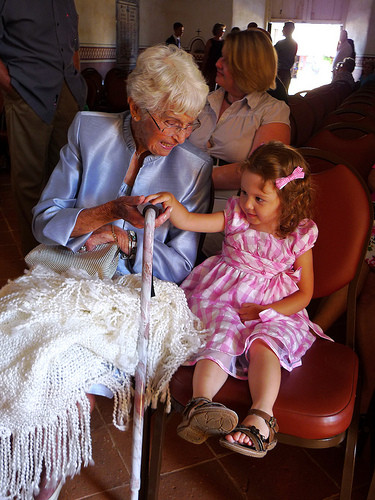 grandmother with granddaughter