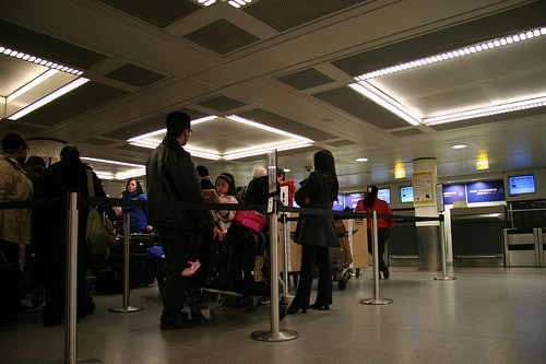 checking in luggage at airport