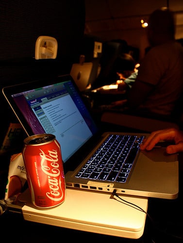 laptop on a plane