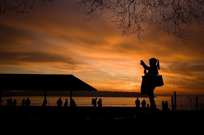 Sunset Silhouette Steinbrueck Park Seattle USA