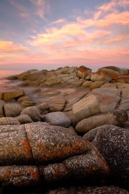 sunset Tasman Sea, Bay of Fires, Australia