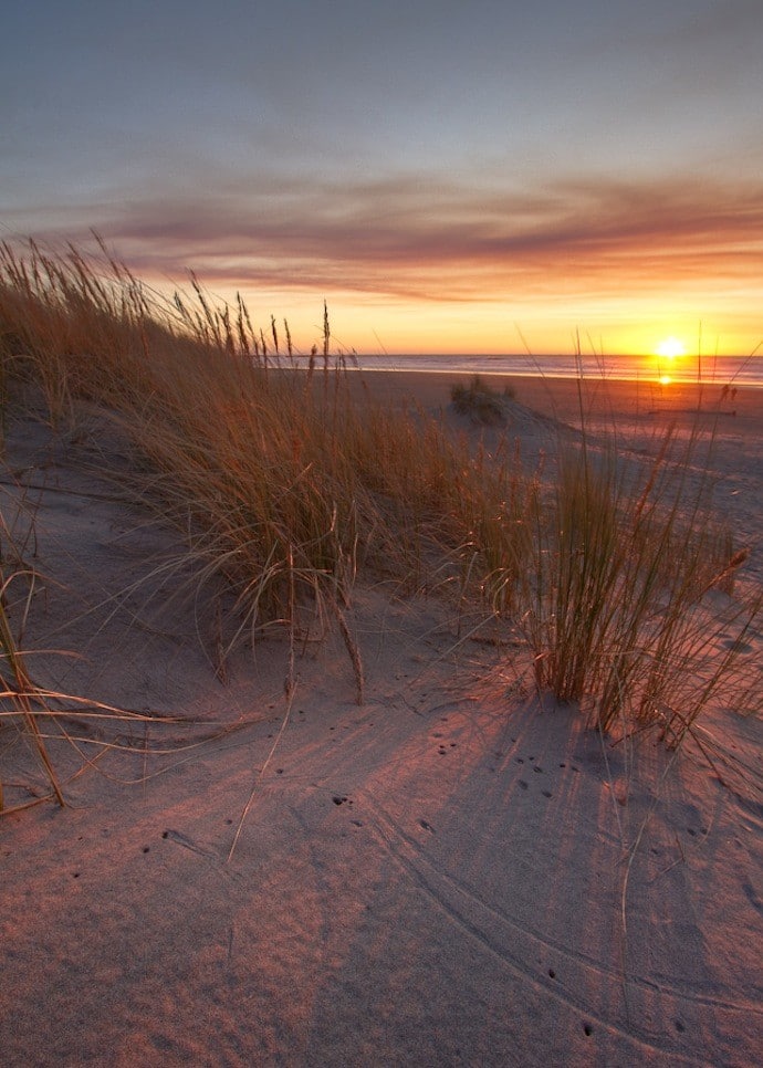 sunset in newport oregon usa